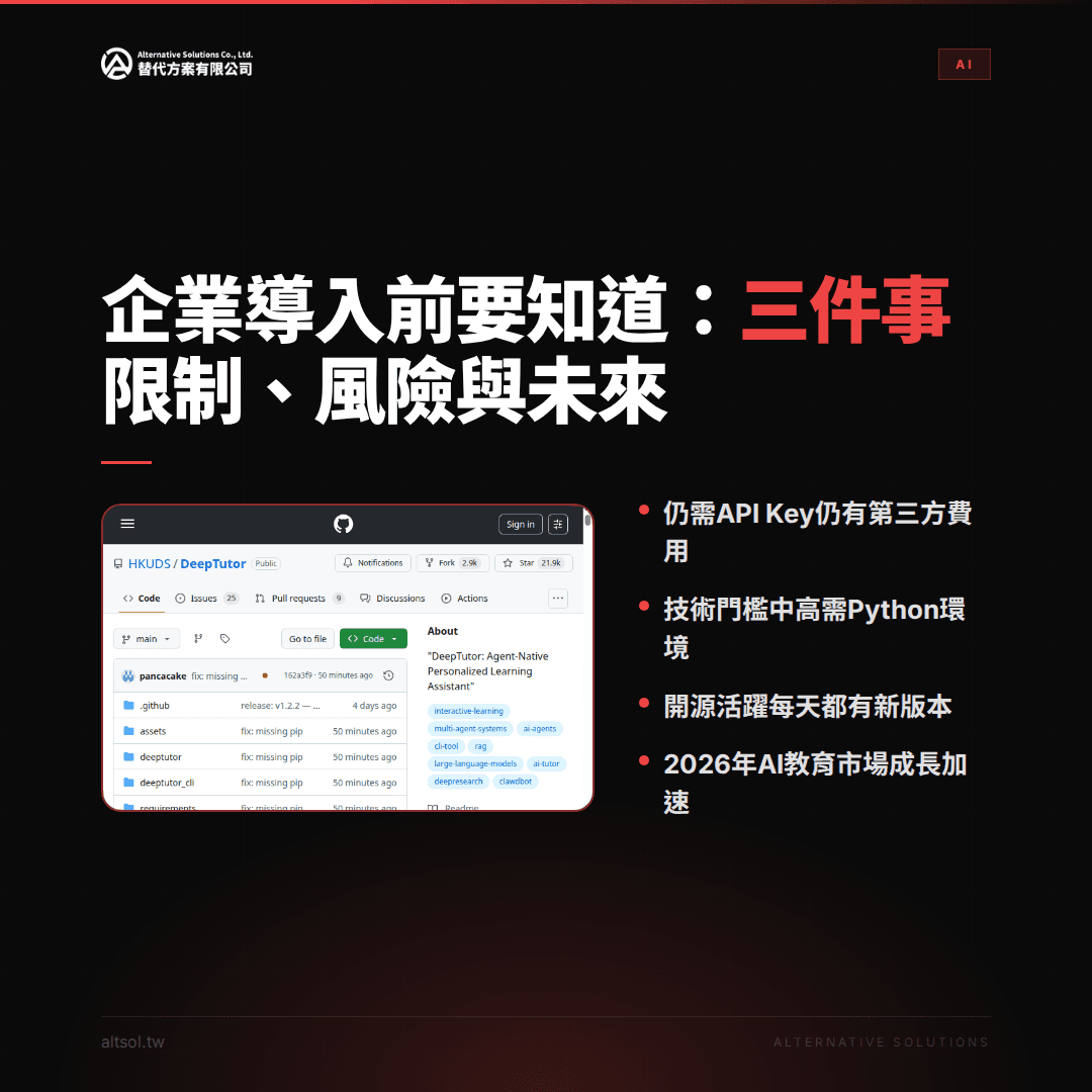 企業導入前要知道的事：DeepTutor 的限制、風險與未來展望