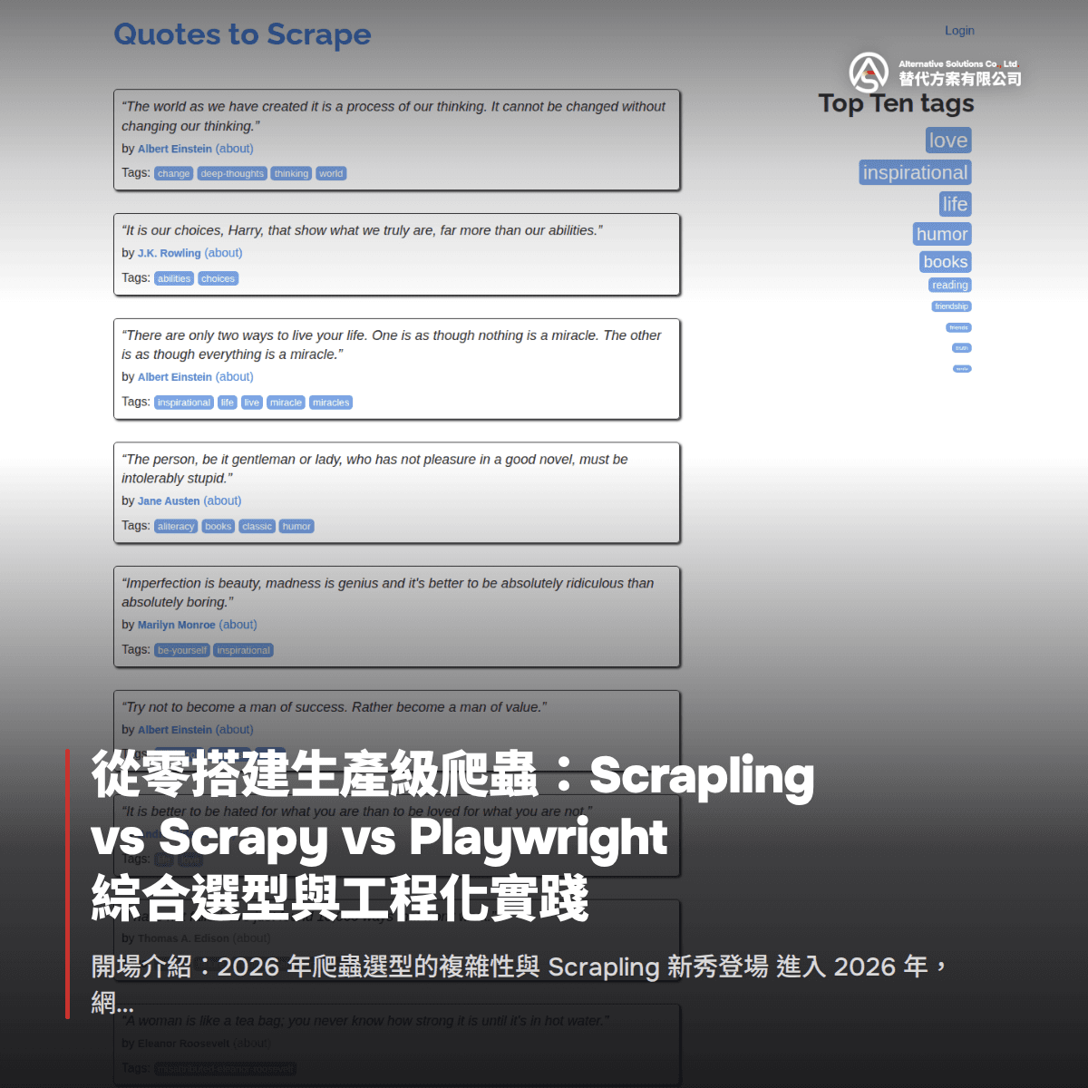 從零搭建生產級爬蟲：Scrapling vs Scrapy vs Playwright 綜合選型與工程化實踐