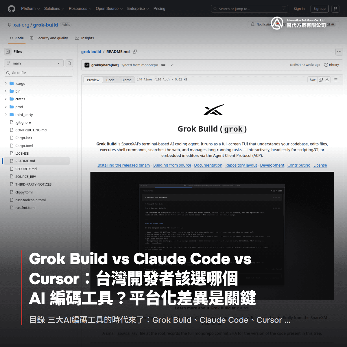Grok Build vs Claude Code vs Cursor：台灣開發者該選哪個 AI 編碼工具？平台化差異是關鍵