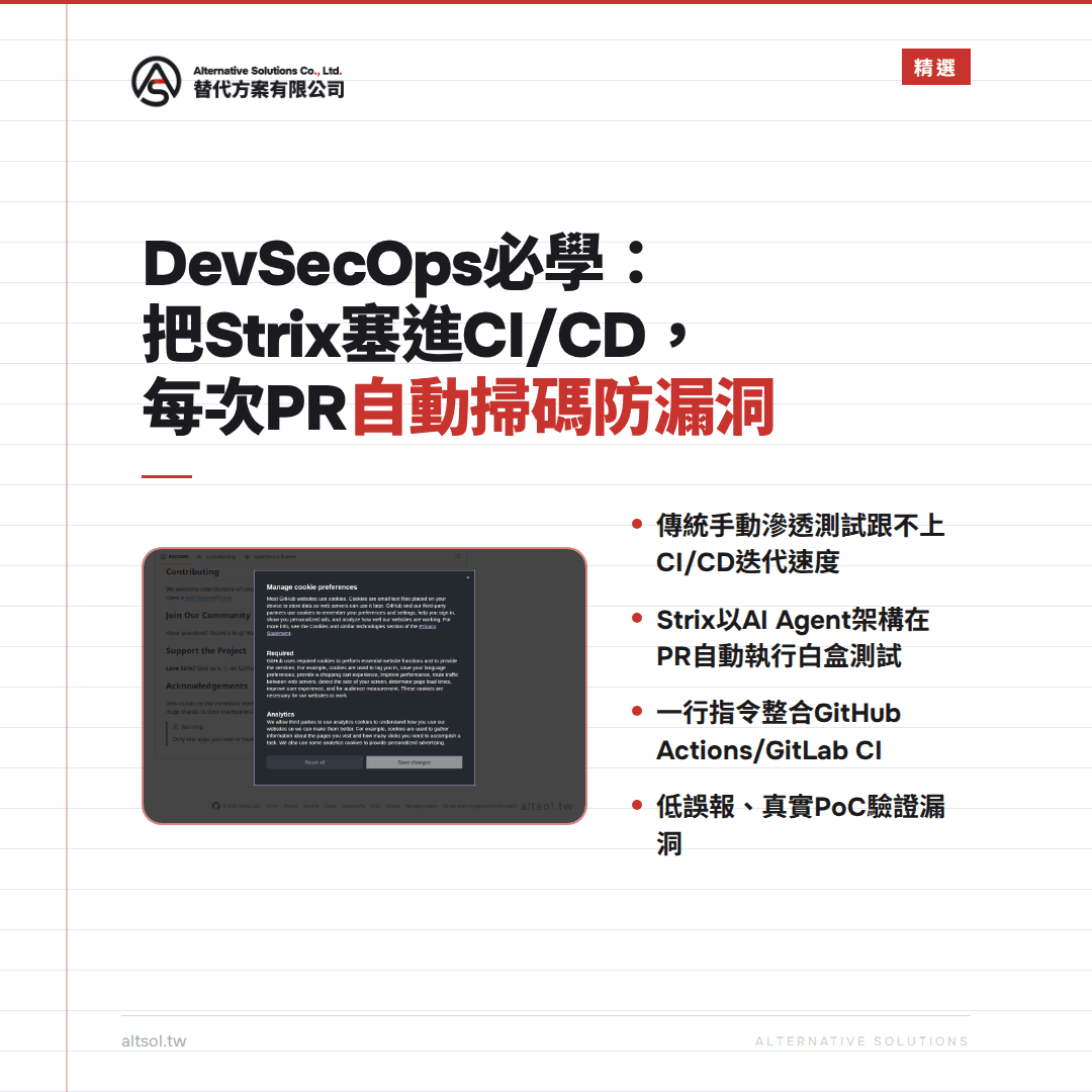 DevSecOps必學：把Strix塞進CI/CD，每次PR自動掃碼防漏洞 — 精選