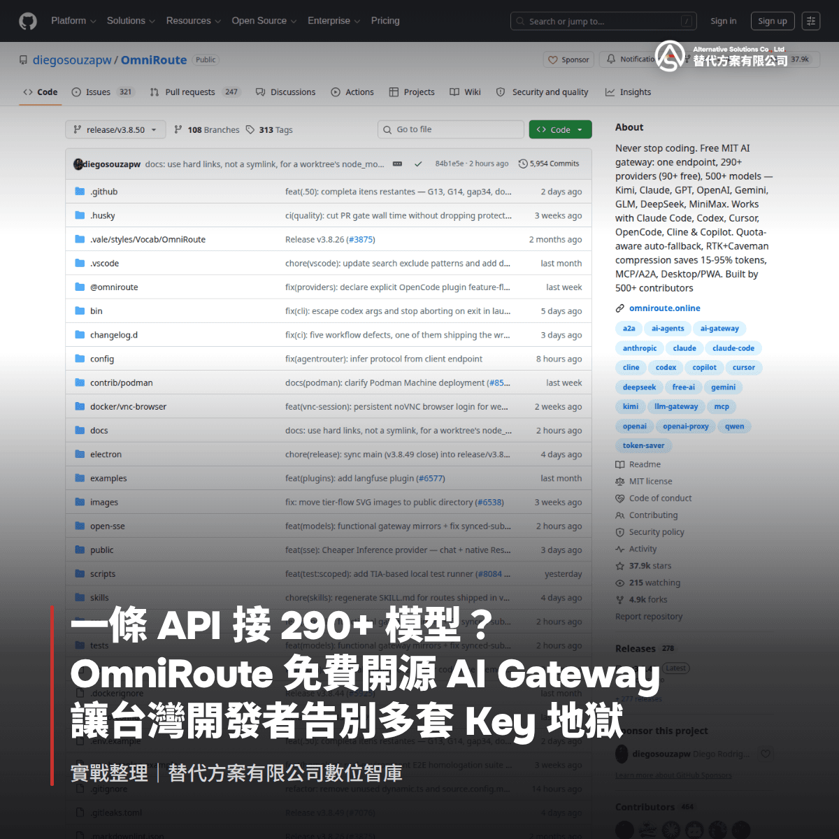 一條 API 接 290+ 模型？OmniRoute 免費開源 AI Gateway 讓台灣開發者告別多套 Key 地獄