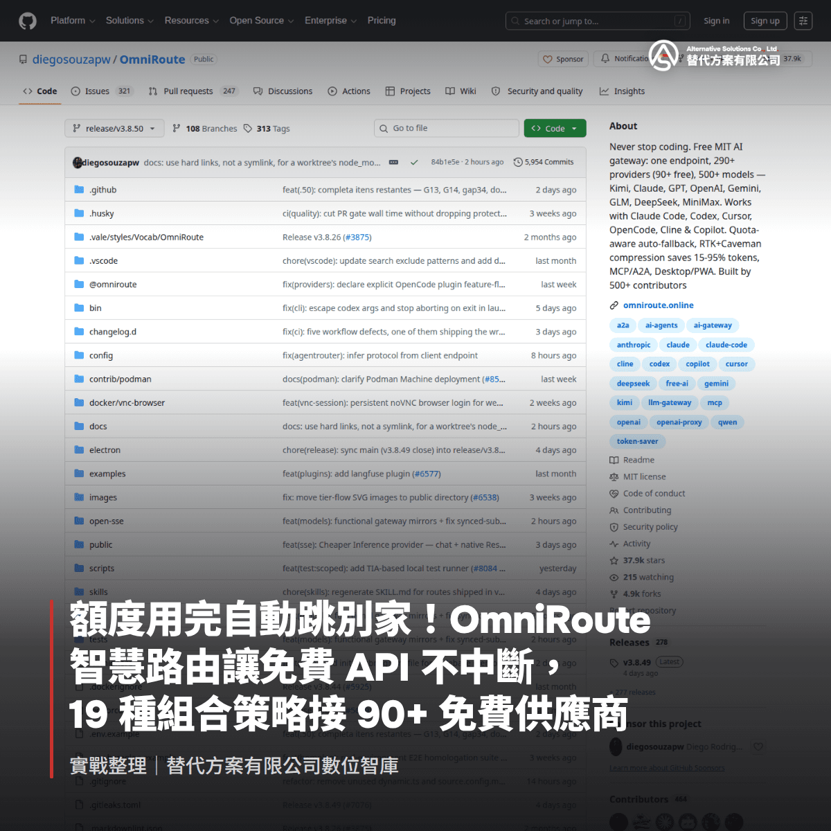 額度用完自動跳別家！OmniRoute 智慧路由讓免費 API 不中斷，19 種組合策略接 90+ 免費供應商