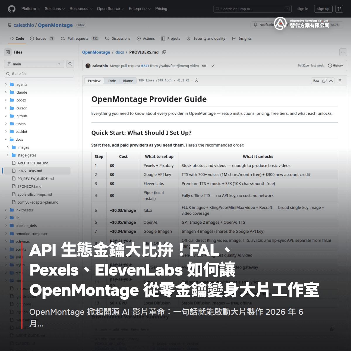 API 生態金鑰大比拚!FAL、Pexels、ElevenLabs 如何讓 OpenMontage 從零金鑰變身大片工作室