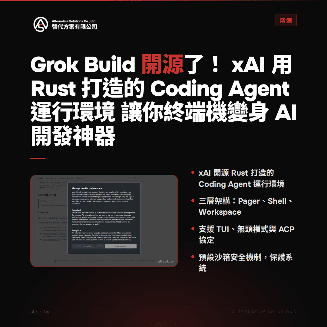 Grok Build 開源了!xAI 用 Rust 打造的 Coding Agent 運行環境讓你終端機變身 AI 開發神器 — 精選