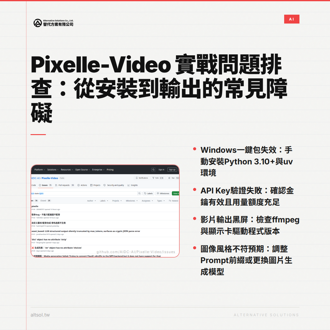 Pixelle-Video 實戰問題排查：從安裝到輸出的常見障礙