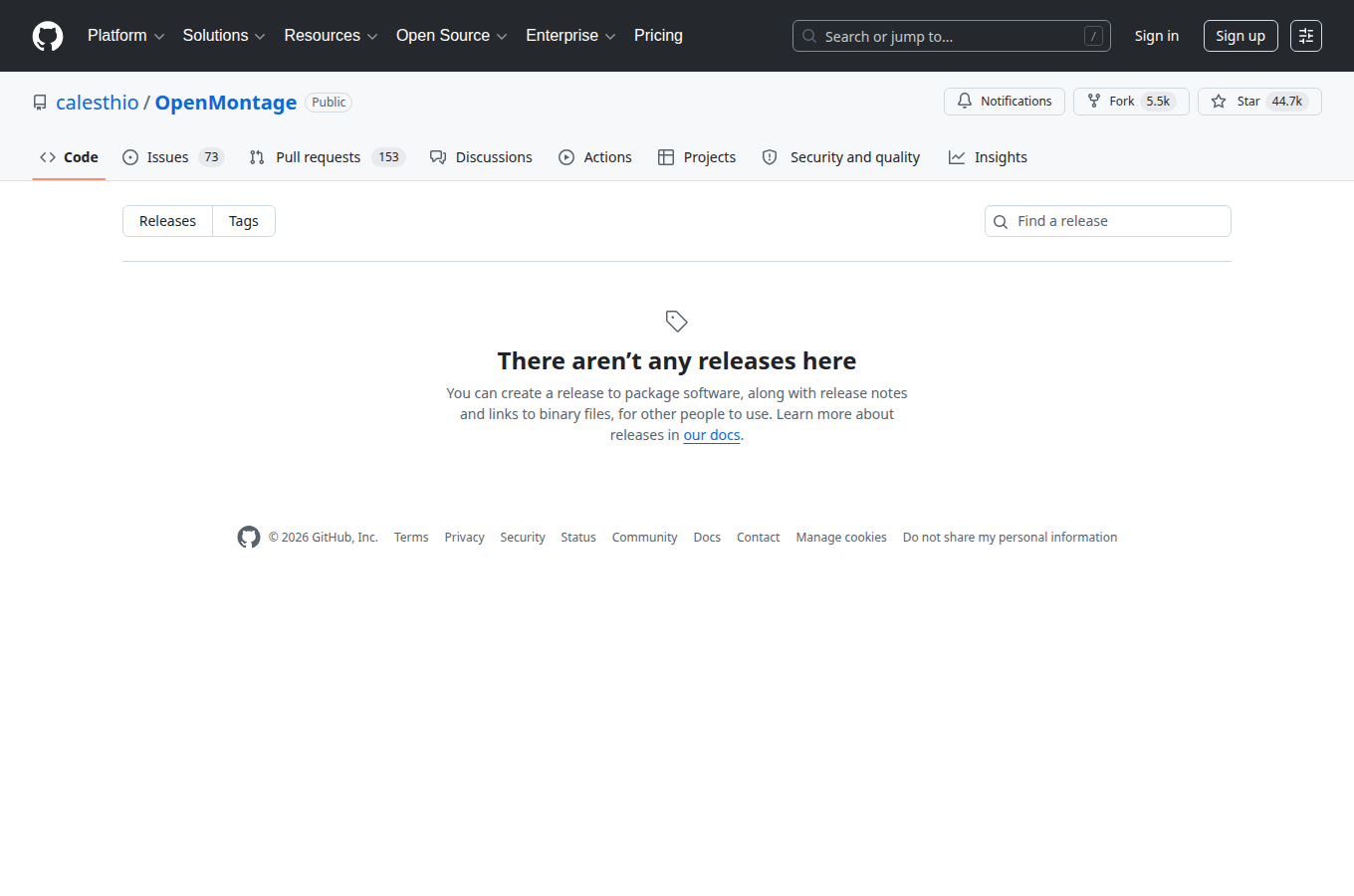 calesthio/openmontage 的 GitHub Releases 分頁，列出正式發行版本與更新說明。閱讀「素材生成 vs 全流程自動化！OpenMontage 與 Runway、Pika」時若要鎖定穩定版號，可先從這頁核對。