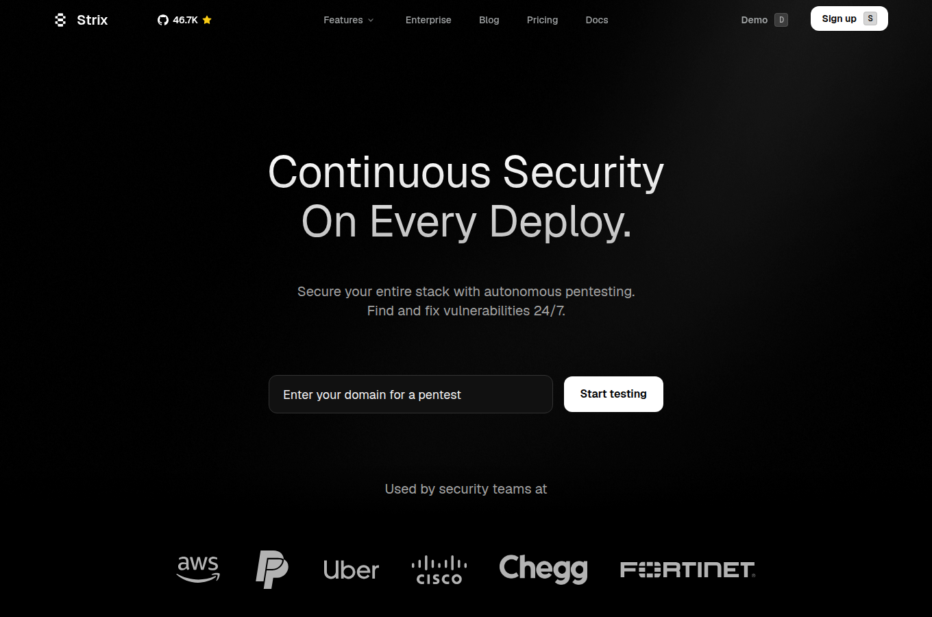 strix.ai 的官方頁面截圖。對照文章主題「DevSecOps必學」，可從官方說明確認功能定義、文件入口或產品定位。
