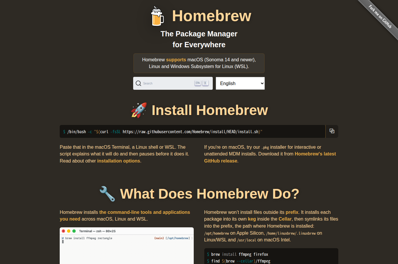 brew.sh 的官方頁面截圖。對照文章主題「五分鐘搞定 Grok Build 本地安裝」，可從官方說明確認功能定義、文件入口或產品定位。