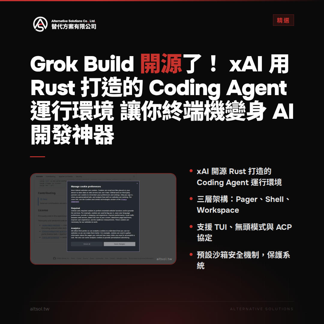 Grok Build 開源了!xAI 用 Rust 打造的 Coding Agent 運行環境讓你終端機變身 AI 開發神器