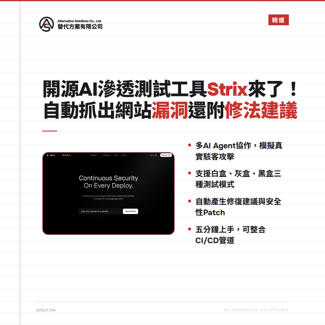 開源AI滲透測試工具Strix來了！自動抓出網站漏洞還附修法建議 — 精選圖卡