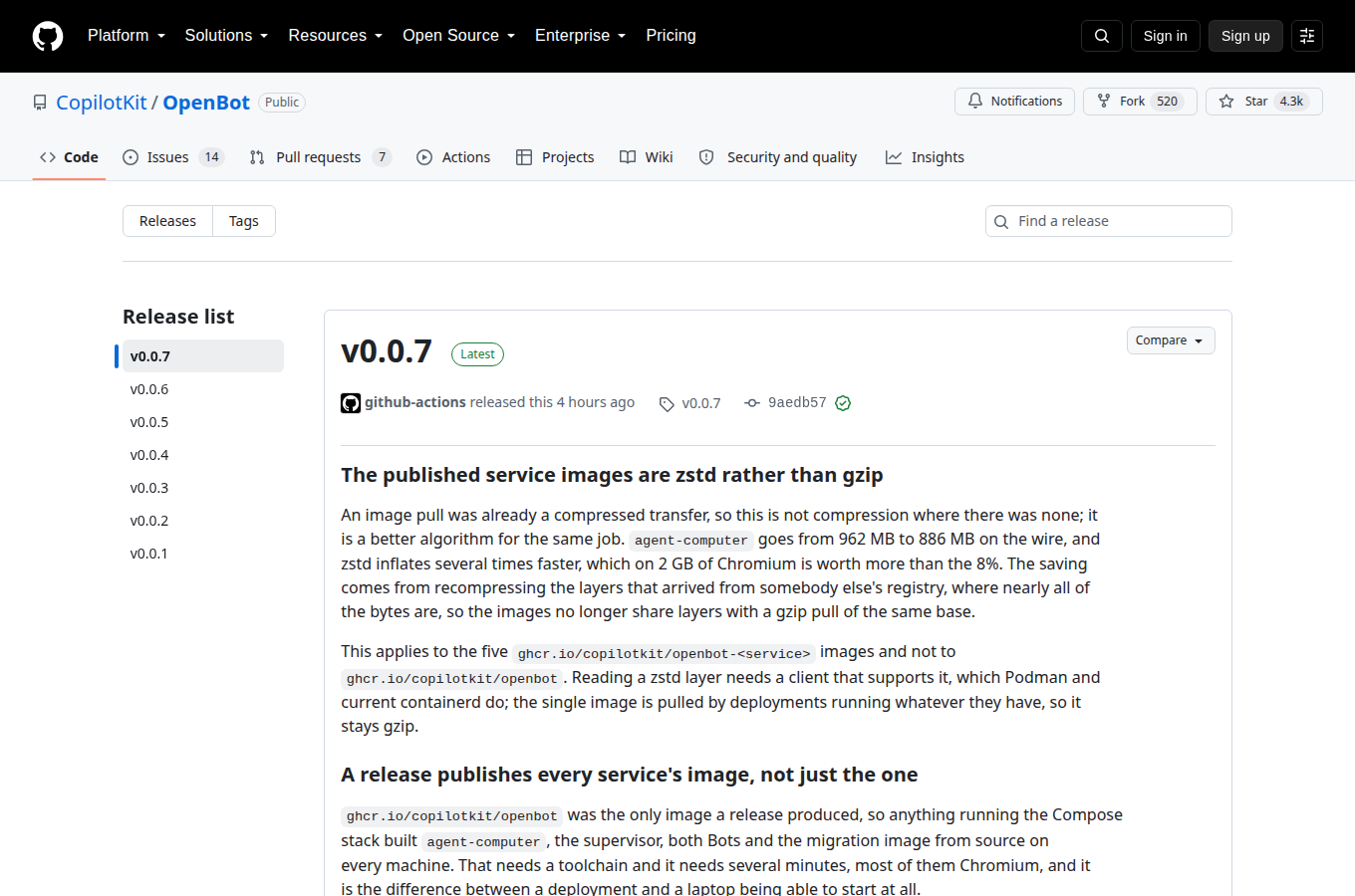 GitHub 專案頁面，星數、README 與目錄結構，一眼判斷專案規模與文件完整度。